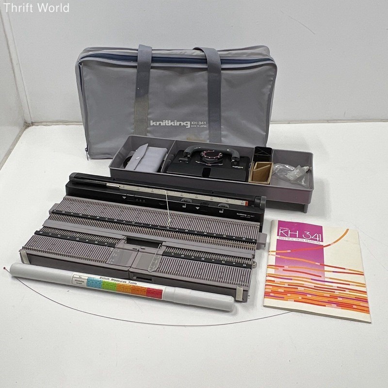 Knitking KH-341 Knitting Machine Portable with Case Manual Made in Japan Vintage