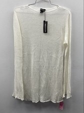 PrettyLittleThing Women's White Filigree Knit Long Sleeve Beach Dress NWT Sz M