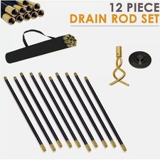 12 Piece Drain Rod Set 9m Plumbing Cleaning Unblock Drainage Worm Screw Plunger