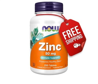 NOW Foods Zinc 50mg - 250 Tablets Immune Support Vegetarian Vegan Non-GMO