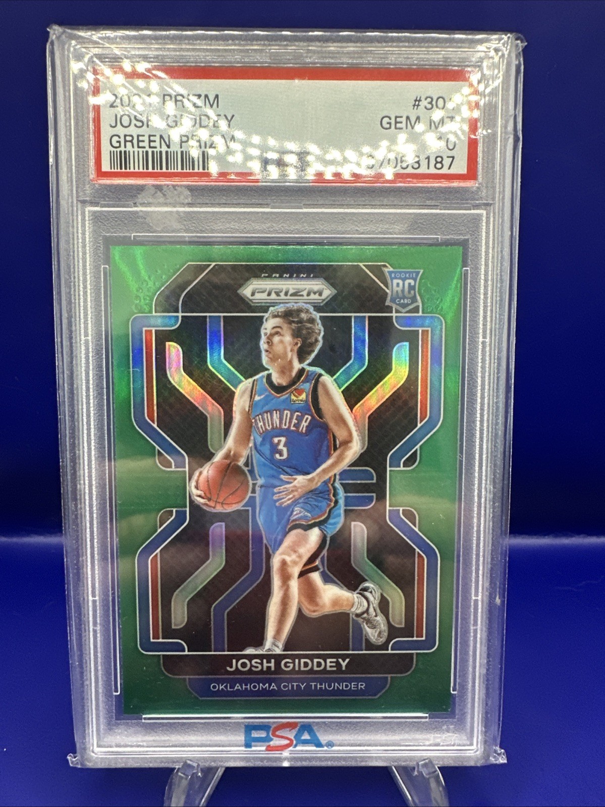 2021-22 Panini #301 Josh Giddey GREEN Prizm SP Rookie PSA 10