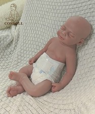 COSDOLL 18"Closed Eyes Sleeping Newborn Boy Full Silicone Reborn Baby Doll Brown
