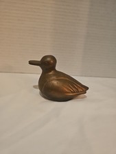 Vintage gold brass duck figurine 3 1/2 in long preowned  