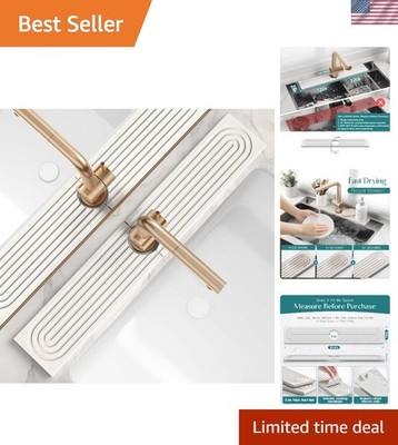 High-Performance Sink Splash Guard - Water-Absorbing Stone Tray, Light Grey