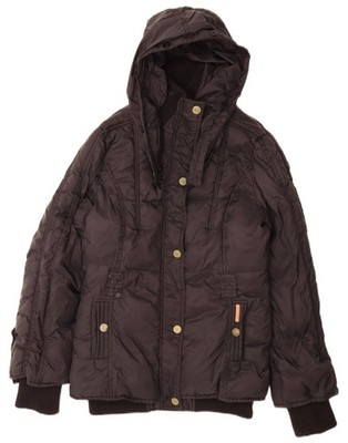KHUJO Womens Hooded Padded Jacket UK 16 Large Black Nylon CY01