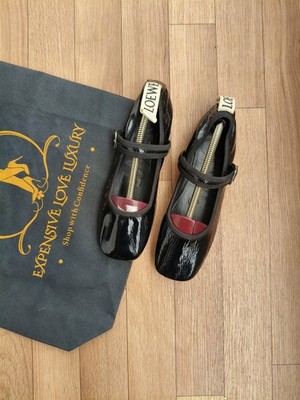 LOEWE BLACK PATENT BALLERINA SIZE EU 37, 7 US , 4 UK