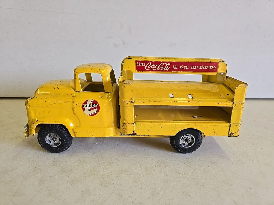 Camión de reparto Buddy L GMC 550 Coca Cola vintage de acero prensado Moline de 15" Foto 2 de 4