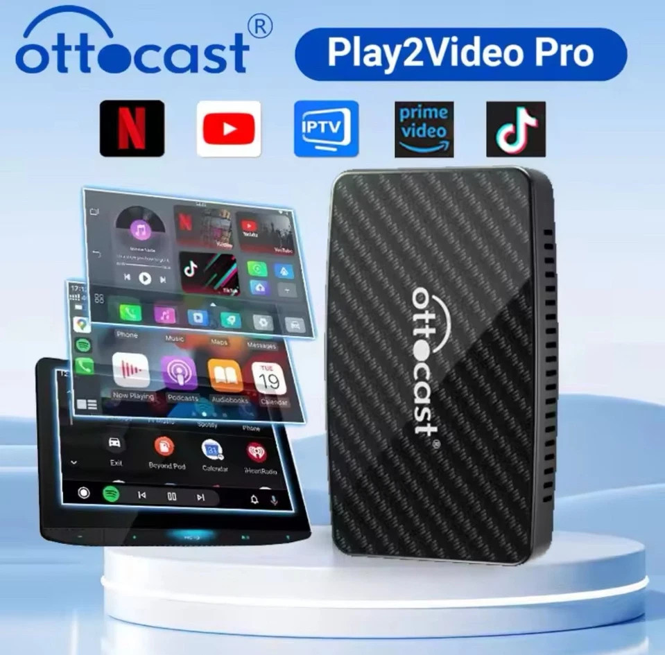 OTTOCAST Play2video Pro Wireless Android Auto Apple CarPlay Netflix Youtube - Miniatura 2