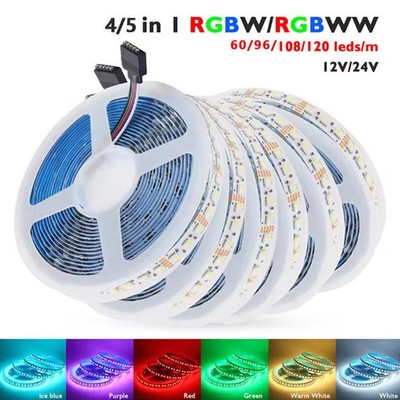 12V 24V RGBW RGBWW RGB CCT LED Streifen Licht 4in1 5in1 5m flexibles Band Lampe