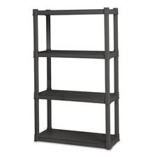 4 Shelf Unit Heavy Duty  Easy to Assemble Plastic Storage Unit, Gray