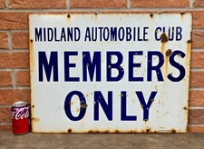 RARE LARGE OLD MIDLAND AUTOMOBILE CLUB - MEMBERS ONLY ENAMEL SIGN - EARLY 1900's