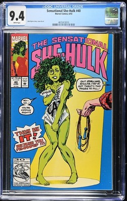 Sensational She-Hulk #40 (1992) John Byrne ''Naked Jump Rope'' Cover CGC 9.4