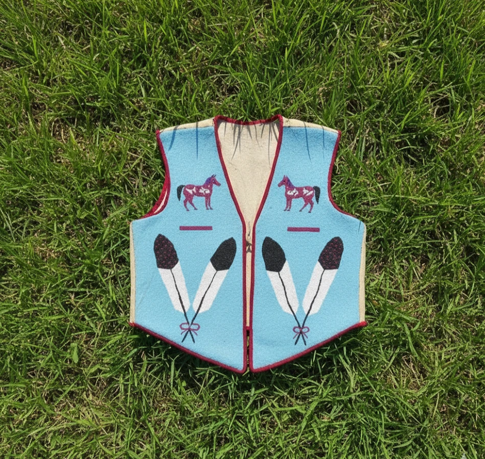 Chaleco Powwow Regalia Estilo Americano Antiguo Hecho a Mano con Cuentas Frontales BV918 Deber Pagado EE. UU. Foto 3 de 4