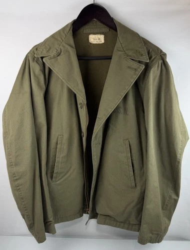 MINT Vintage WW2 USN Original Navy N-4 Green Deck Jacket Vietnam Era Military