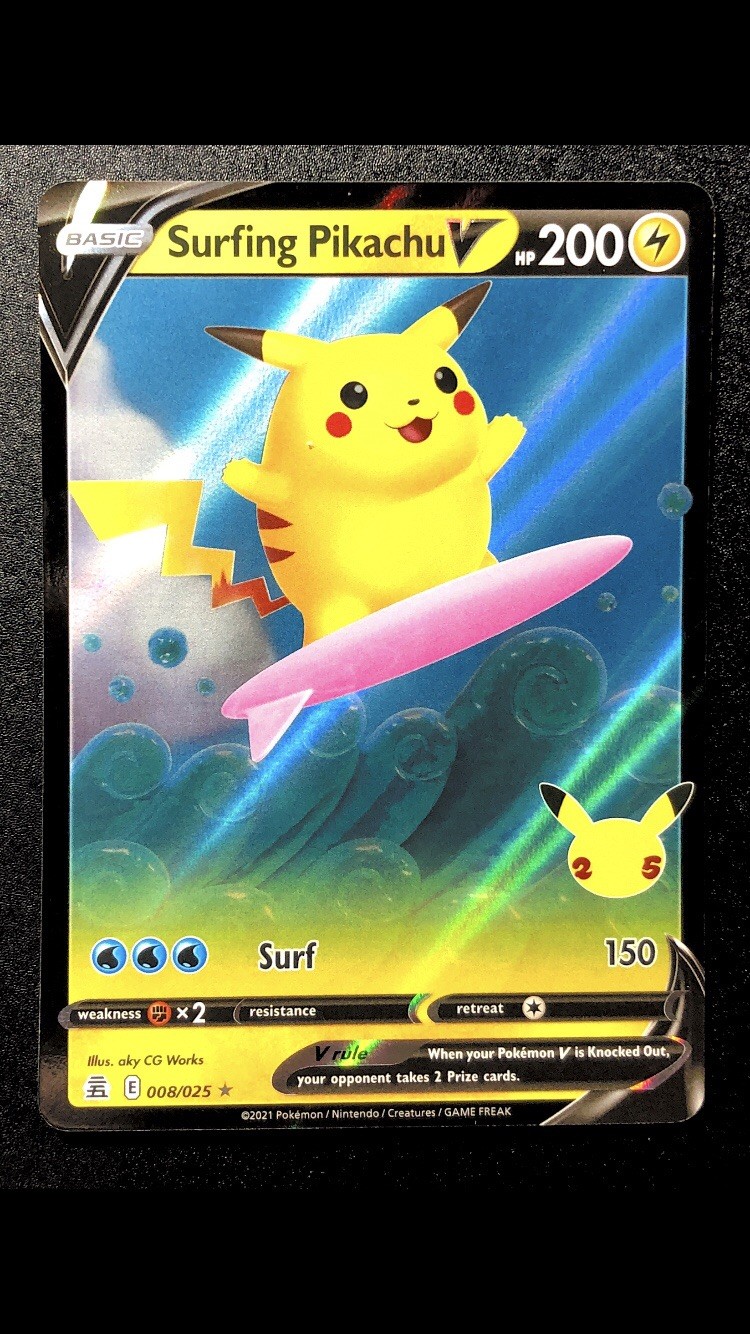 Surfing Pikachu V 008/025 NM Holo 2001 Celebrations Pokémon Card