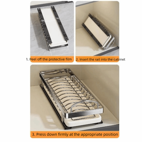 Stainless Steel Kitchen Dish Racks Slide Out Pantry Shelves Kitchen - Picture 3 of 18