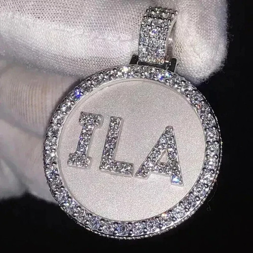 2.0Ct Round Cut Real Moissanite Customize Pendant 14k White Gold Plated Silver - 第 1/9 張圖片