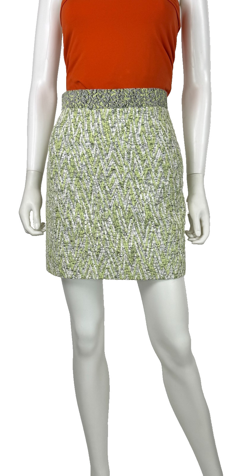 Proenza Schouler New Green White Print Mini Skirt 2 US 38 IT XS Lined Runway