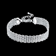 100% Solid 925 Sterling Silver Heart Bracelet Women Men Handmade Vintage Gift