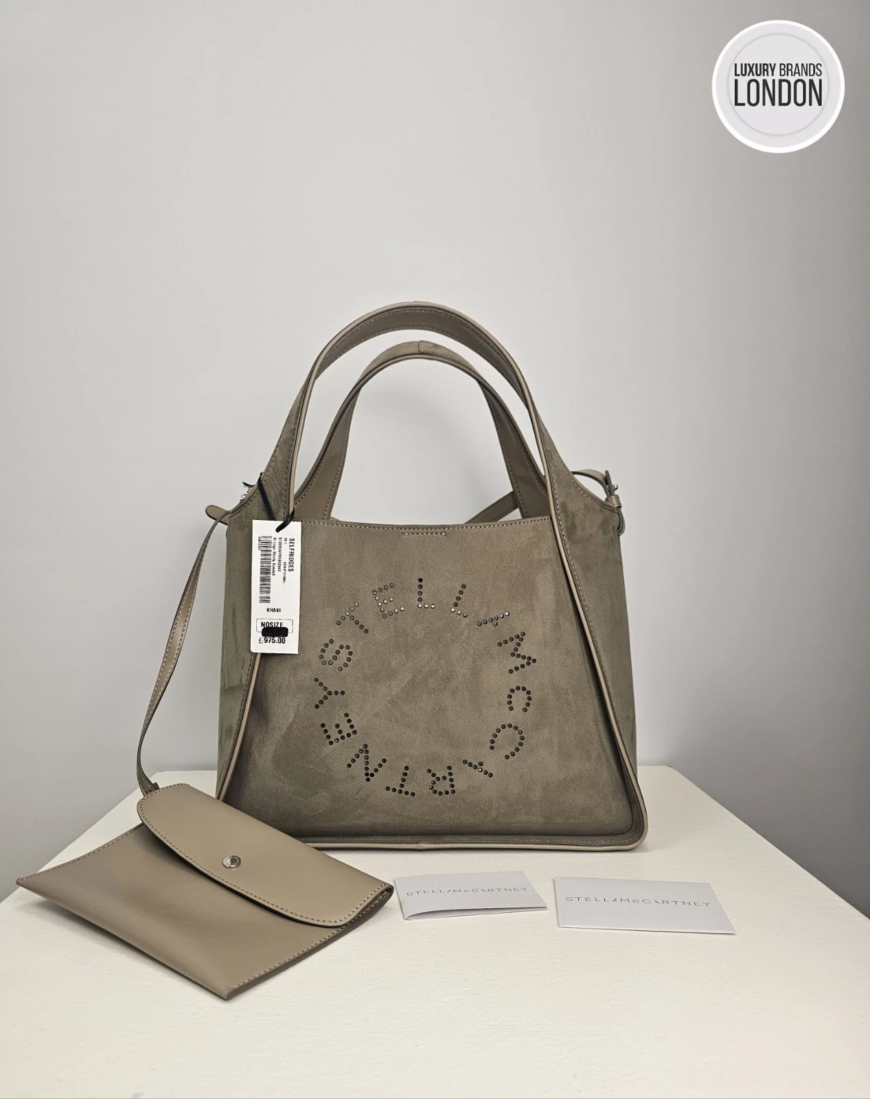 Stella McCartney — Stella Mccartney Logo Crossbody Tote Bag Suede Khaki Brand New Authentic RP £975