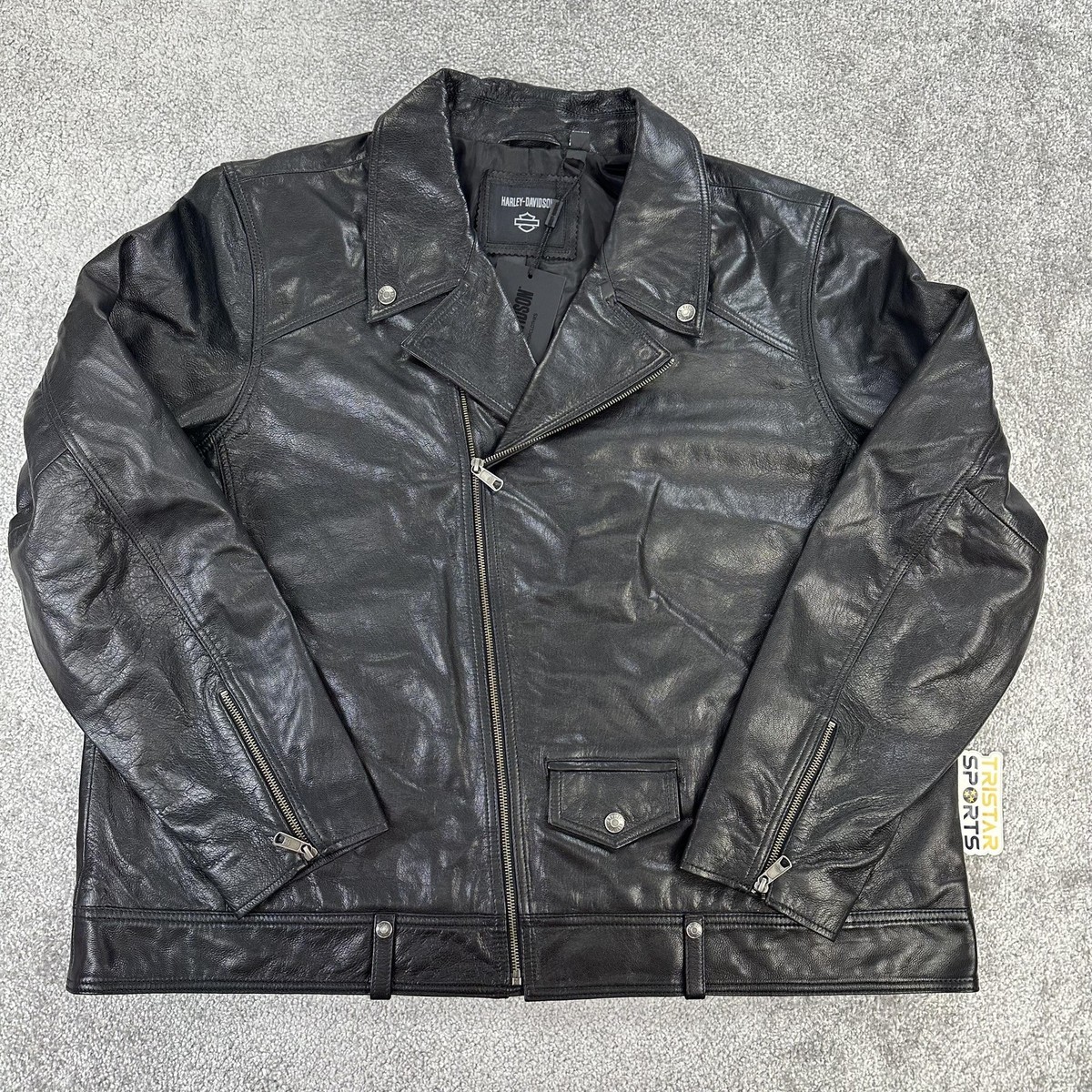 Harley-Davidson Jacket Mens 3XL Black Goat Leather Moto