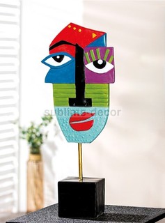 Wunderschöne RIESIGE italienische abstrakte Studio Metall Harz Gesicht Skulptur 52 cm erstaunlich