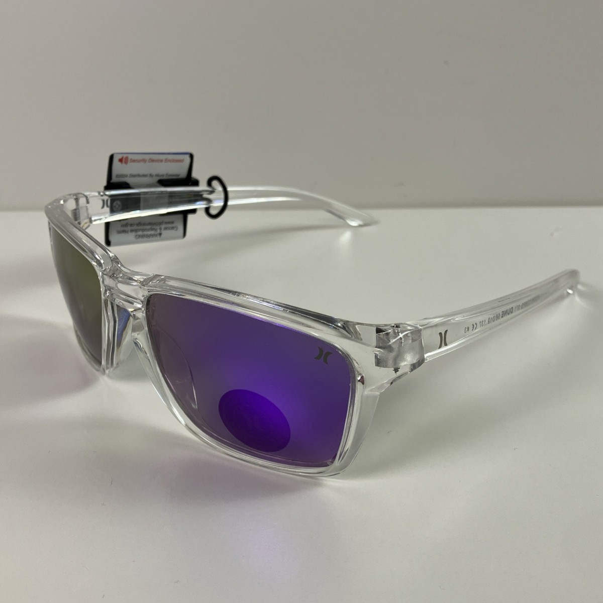 Hurley Mirrored Sunglasses Purple Gradient NWT Hurley Men Polarized Sunglasses Clear Frame Purple Mirror  main image 3