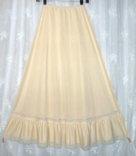 VTG NEW MED HENSON KICKERNICK BEIGE 38" LONG LACE TRIM SILKY NYLON HALF SLIP  