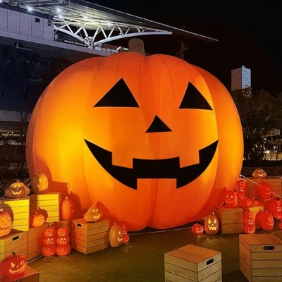 Giant 15Ft Halloween Inflatables Pumpkin Decorations, Blow 15Ft, Orange-Black