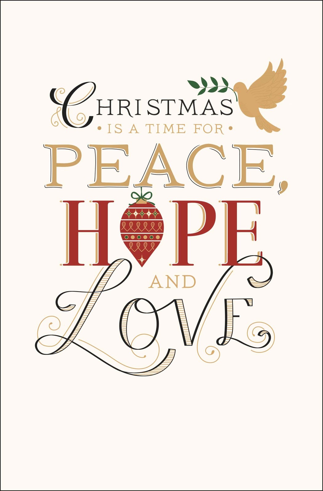Peace, Hope & Love Traditional Christmas Greeting Card Special Xmas Cards