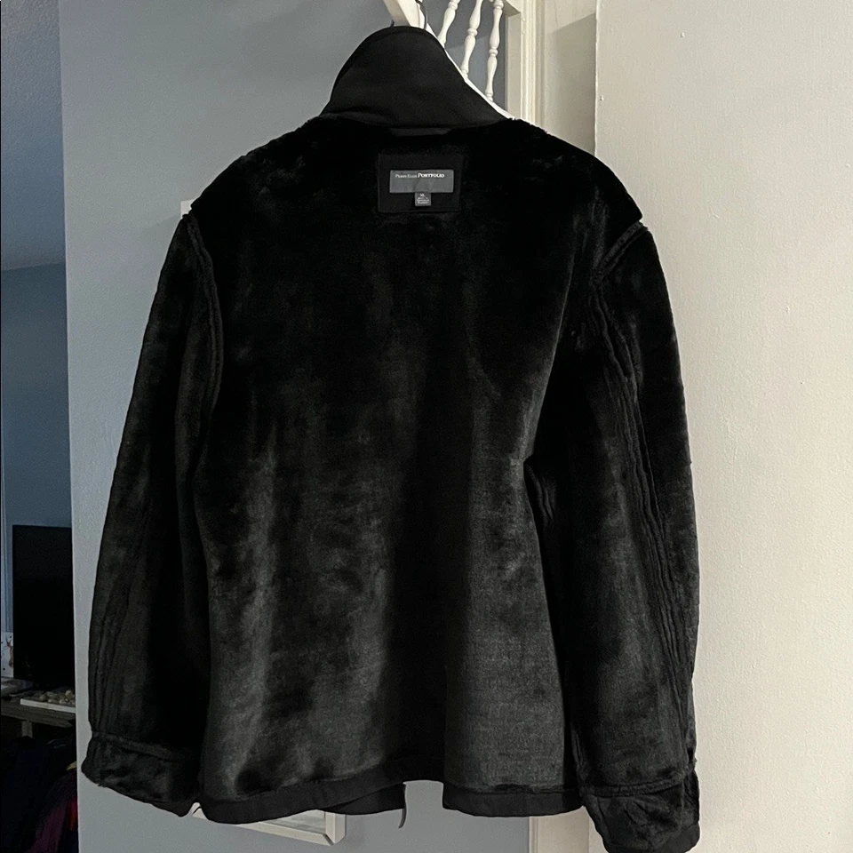 Perry Ellis Portfolio Men’s Faux Suede Faux Fur Trim Heavyweight Coat Size XL - Image 4 of 4