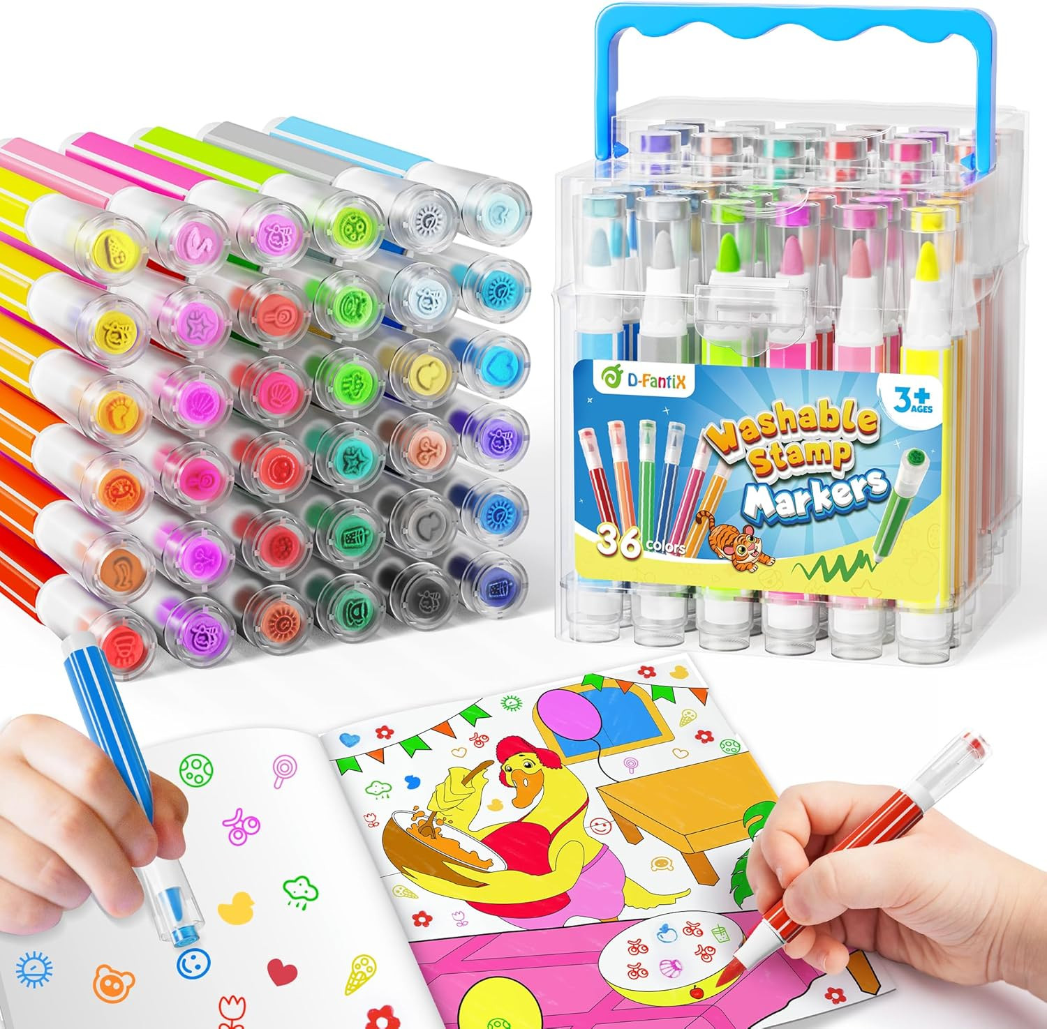 For Kids Ages 4-8, Stamp Markers With Coloring Books,