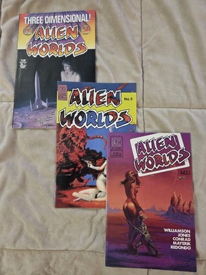 Alien Worlds Lot #s 1,5, 3D #1 Eclipse Comics First Arthur Adams