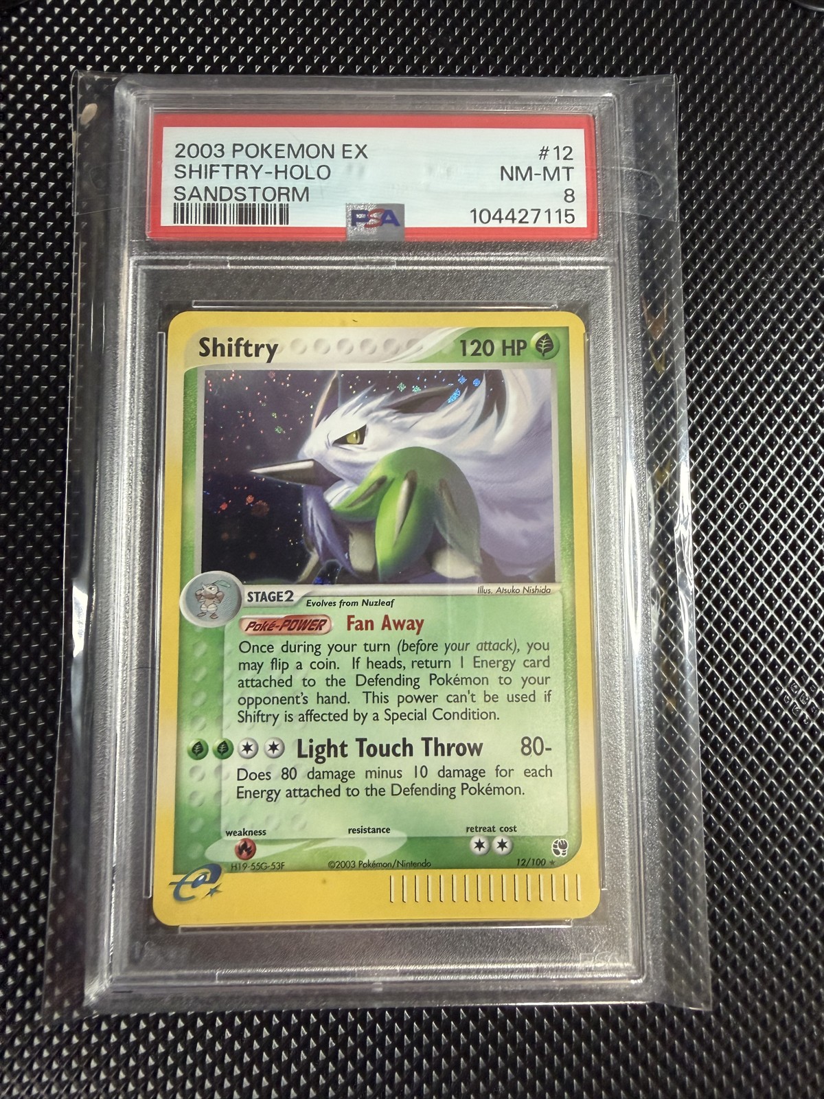 Shiftry 12/100 Sandstorm Holo. PSA 8