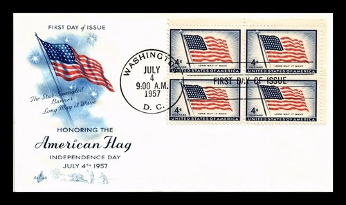 US COVER AMERICAN FLAG FIRST DAY ISSUE SCOTT 1094 BLOCK OF 4 ARTCRAFT