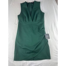 Lulus Deep V Neck Sleeveless Emerald Green Sheath Dress Size L