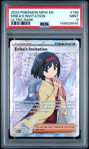 2023 POKEMON MEW EN-151 ULTRA RARE #196 ERIKA'S INVITATION PSA 9