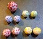 Vintage Handmade Milk Glass Confetti Marbles Lot Of 9 Red Blue Green Yellow  — photo 3