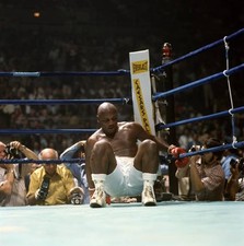 Joe Frazier after round 5 knockdown by George Foreman during fight- Old Photo