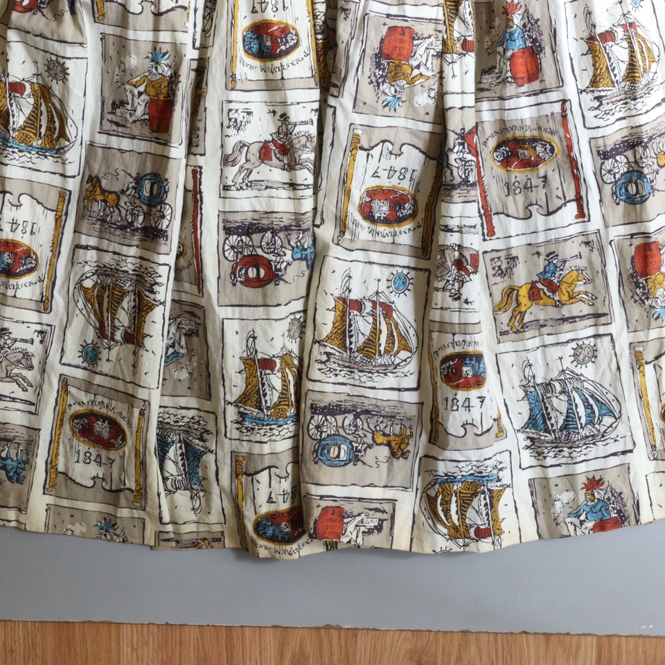 Vintage 70s Shirt Dress 1847 Victorian Era Print Pennsylvania Womens Small 15 16 - Image 4 of 4