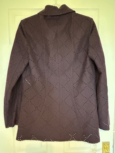 Anna Sui Virgin Wool Skirt Suit Aubergine Burgundy Size 46 14 Jacket Made Italy - Picture 7 of 14