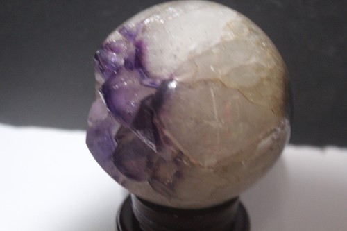 3.75" Large Amethyst Sphere Brazilian Amethyst Geode | SHOW PIECE with STAND - Picture 5 of 5