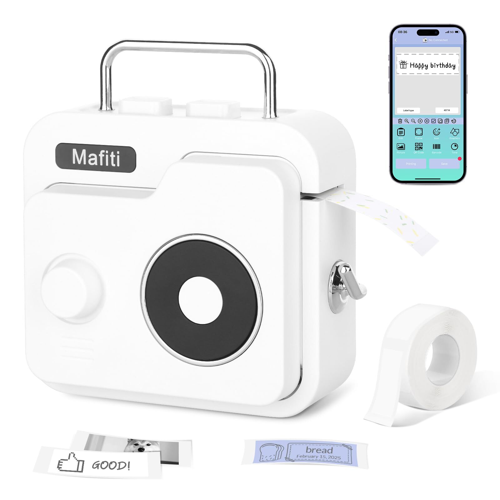 Bluetooth Label Maker Machine with Tape Mini Wireless Label Printer for Home Office Organization-image