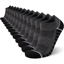 12 Pack Mens Ankle Socks Athletic Running Cushioned Breathable Low Cut Sports...