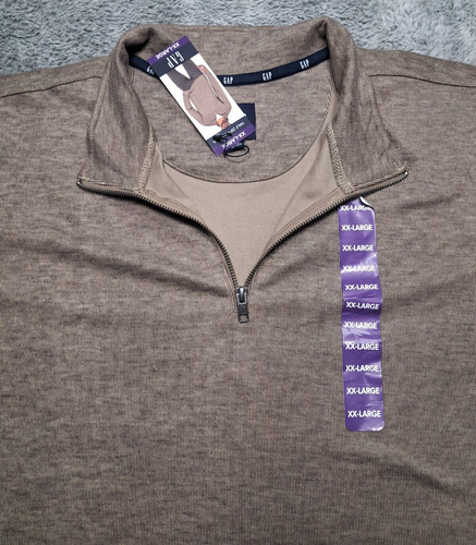 New Gap Pullover Shirt Mens XXL 1/4 Zip 1/2 Chincilla Long Sleeve Dress Office - Picture 9 of 13