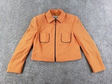 Laurel Escada Vintage Womens Jacket 42 Orange Collared Pockets Wool Blend