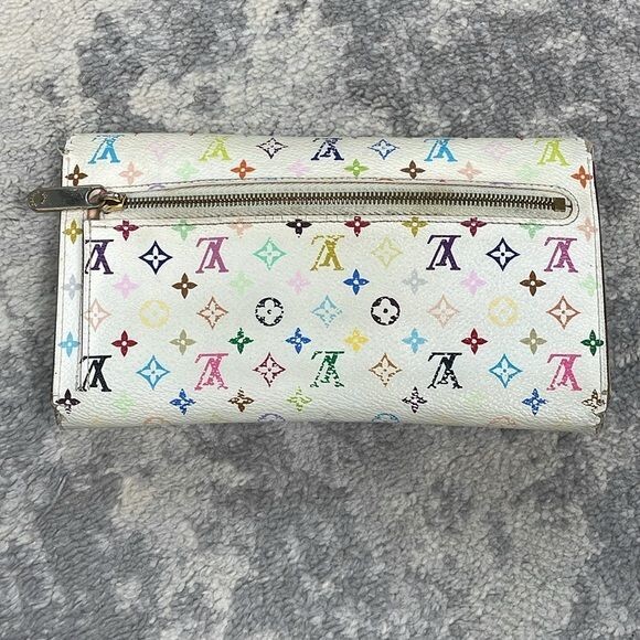 Louis Vuitton White Multicolor Eugenie Long Pushlock Wallet Takashi Murakami thumbnail 4