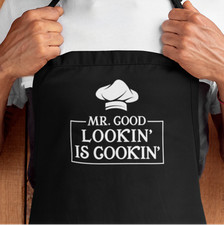 Mr. Good Lookin Is Cookin schwarze Schürze - Spaß BBQ Barbecue Koch Herren Vatertag