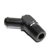 1/4" NPT Male to 3/8" Hose Barb 45° Deg Fuel Oil Gas Line Fitting Adapter Black