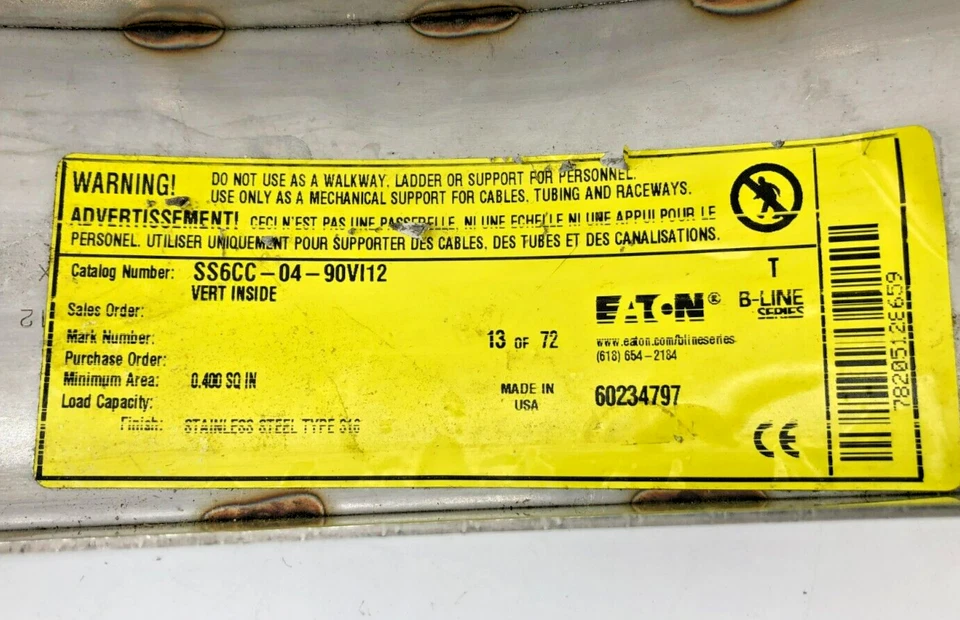 Eaton B-Line SS6CC-04-90VI12 Cable Tray 4" Width - Image 3 of 4